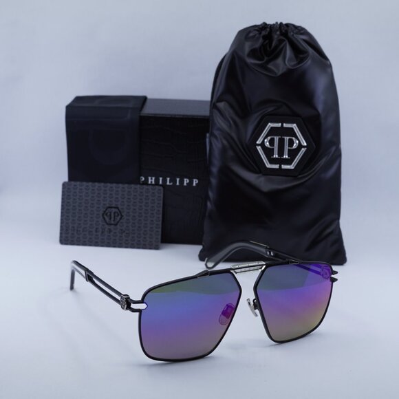 Philipp Plein SPP049M 0541 Aviator Sunglasses – Semi Matte Black - Picture 4 of 9